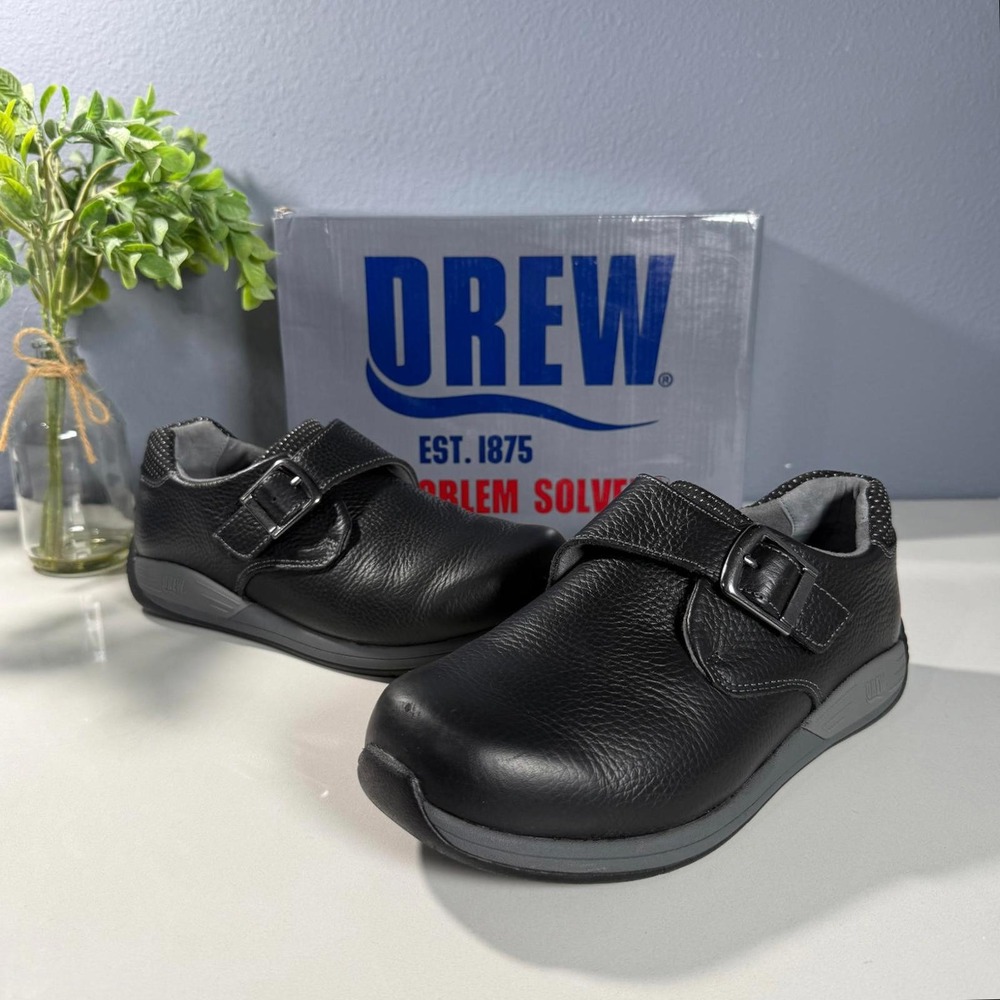 Drew Tempo Black Leather Work‎ Shoe - Size 6.5 Extra Wide